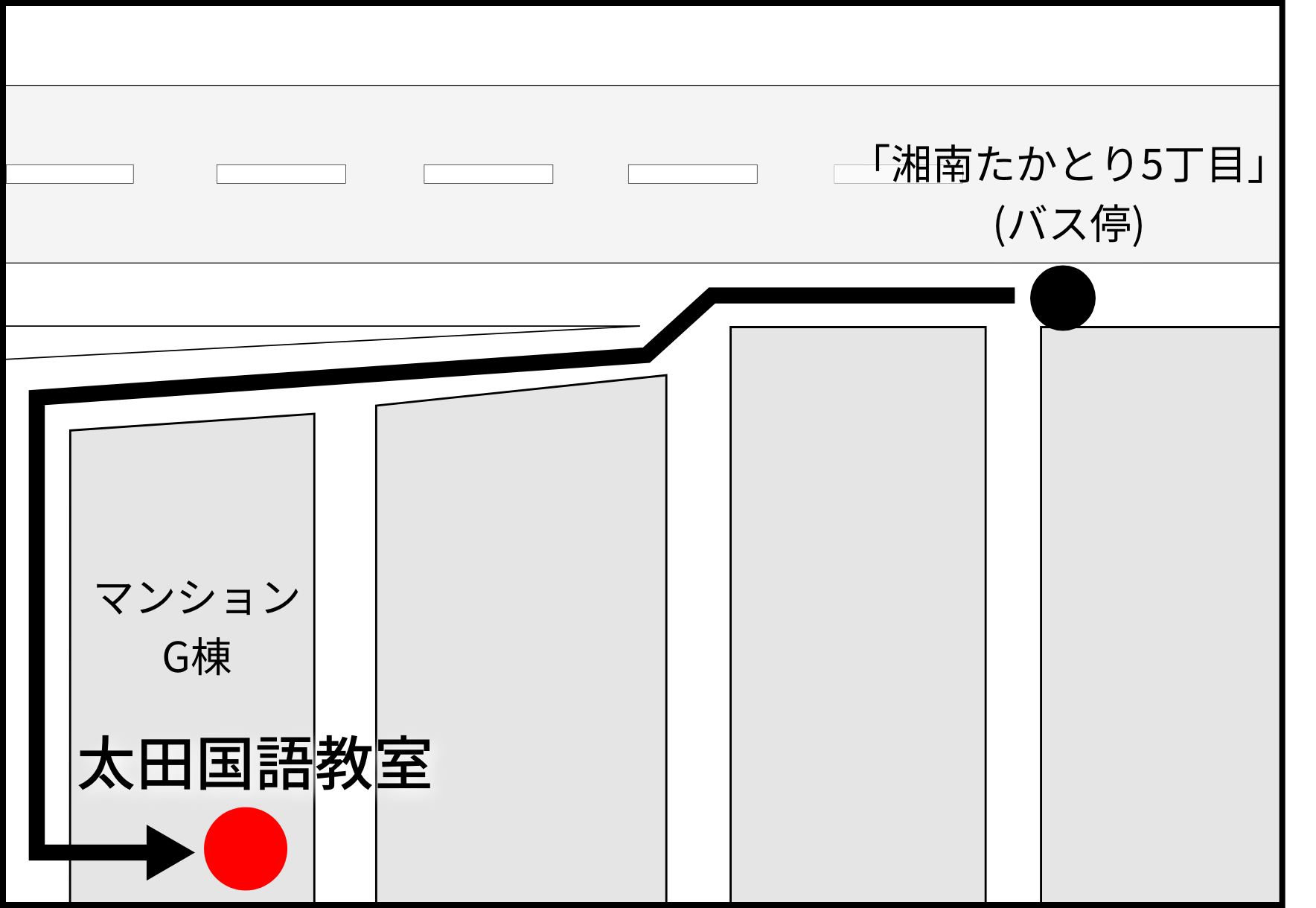 バス停「湘南たかとり5丁目」→「太田国語教室」